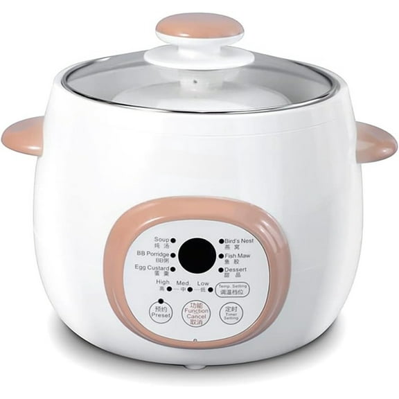 Electric Stew Pot, Ceramic Soup Porridge Cooker, Slow Cookers with Lid,