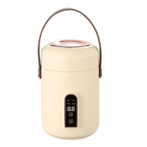 Electric Stewpot, Portable Multifunction Soup Porridge Stewpot, Removable Non-Stick Rice Pot for Home Office Dorm (Beige)