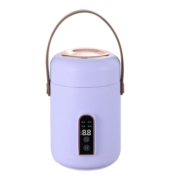 Electric Stewpot, Portable Multifunction Soup Porridge Stewpot, Removable Non-Stick Rice Pot for Home Office Dorm (Purple)
