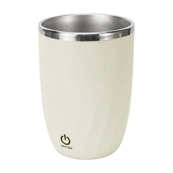 Electric Stirring Cup Automatic Magnetic Stirring Stainless Steel Thermal Mug USB Rechargeable Office Travel Mixing Cup Beige
