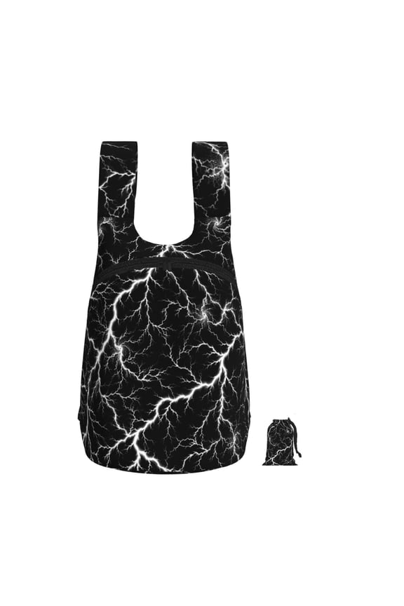 Electric Storm Lightning Thunder Foldable Storage Backpack Lightweight Packable Travel Daypack for Shopping Commuting Hiking