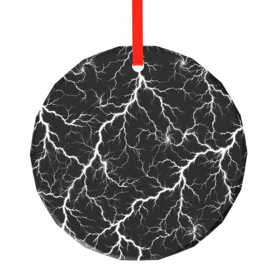 Electric Storm Lightning Thunder Glass Christmas Ornament, Round Xmas Hanging Tree Decoration for Holiday