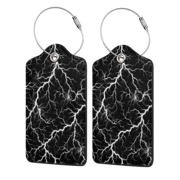 Electric Storm Lightning Thunder Luggage Tag for Suitcase 2 Pack Leather Travel Bag Baggage Identifiers Privacy Cover ID Label