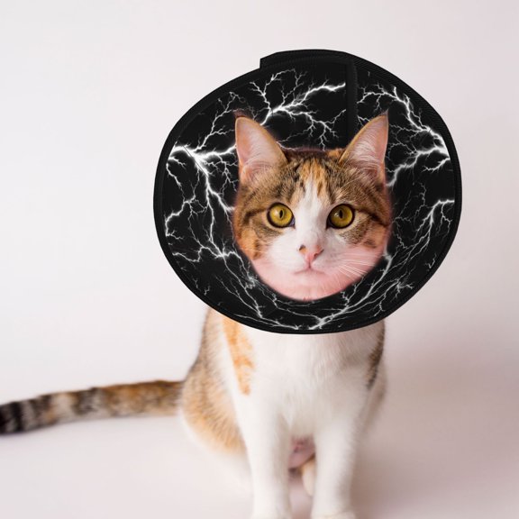 Electric Storm Lightning Thunder Soft Pet Recovery Collar for Cats Small Dogs, Protective Elizabeth Collar for Post-Surgery, Anti-Lick & Anti-Scratch