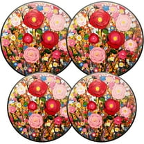 Electric Stove Burner Covers,4 Pcs Round Gas Burner Cover,8 and 10 Inch,Beauty of Multicolored Flower Ensemble