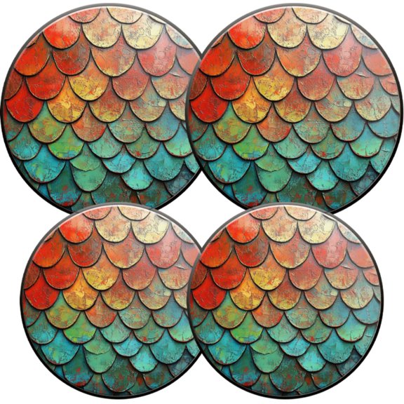 Electric Stove Burner Covers,4 Pcs Round Gas Burner Cover,8 and 10 Inch,Colorful Overlapping Roof Tiles