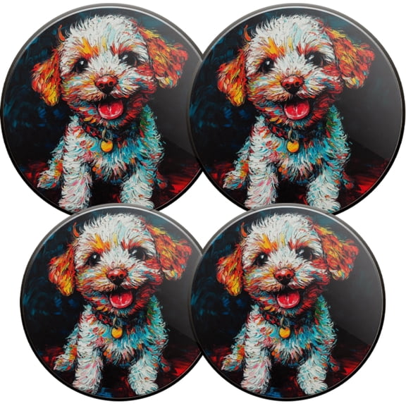 Electric Stove Burner Covers,4 Pcs Round Gas Burner Cover,8 and 10 Inch,Colorful Puppy in Textured Painting Style