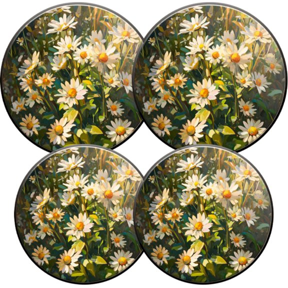 Electric Stove Burner Covers,4 Pcs Round Gas Burner Cover,8 and 10 Inch,Daisies Blooming amidst Tall Grass