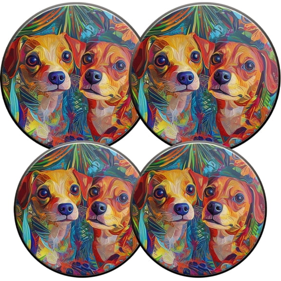 Electric Stove Burner Covers,4 Pcs Round Gas Burner Cover,8 and 10 Inch,Duo Dogs amidst Tropical Foliage