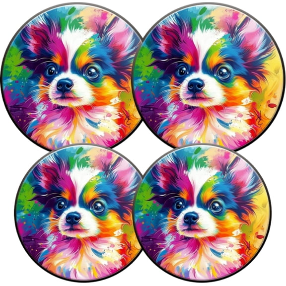 Electric Stove Burner Covers,4 Pcs Round Gas Burner Cover,8 and 10 Inch,Expressive - brush - stroke Dog Portrait