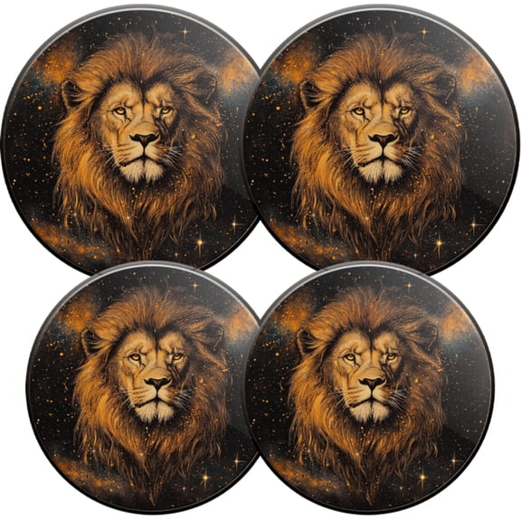 Electric Stove Burner Covers,4 Pcs Round Gas Burner Cover,8 and 10 Inch,Galactic Lion with Intense Gaze