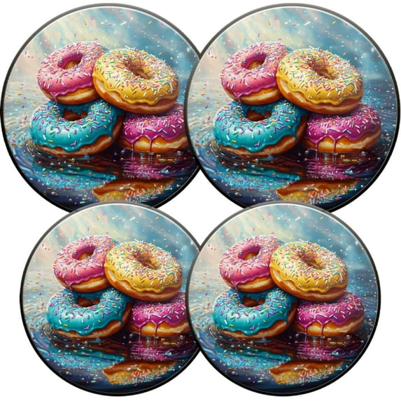 Electric Stove Burner Covers,4 Pcs Round Gas Burner Cover,8 and 10 Inch,Glistening Donuts with Sprinkles
