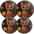 thumbnail image 1 of Electric Stove Burner Covers,4 Pcs Round Gas Burner Cover,8 and 10 Inch,Pointillism - inspired Cat and Flowers, 1 of 7