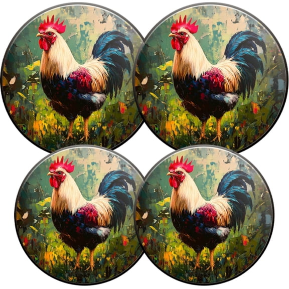 Electric Stove Burner Covers,4 Pcs Round Gas Burner Cover,8 and 10 Inch,Regal Rooster with Flamboyant Tail
