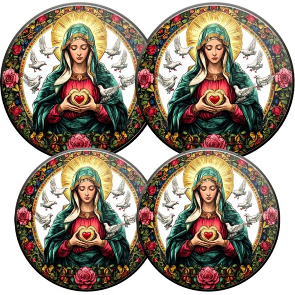Electric Stove Burner Covers,4 Pcs Round Gas Burner Cover,8 and 10 Inch,Virgin Mary
