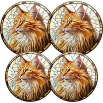 Electric Stove Burner Covers,4 Pcs Round Gas Burner Cover,8 and 10 Inch,beautiful cat in the style of stained glass