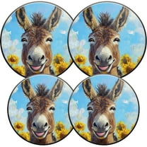 Electric Stove Burner Covers,4 Pcs Round Gas Burner Cover,8 and 10 Inch,beautiful donkey with sunflowers in the background