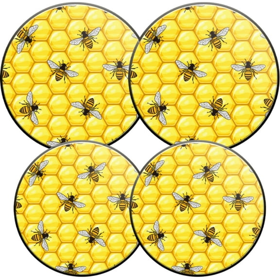 Electric Stove Burner Covers,4 Pcs Round Gas Burner Cover,8 and 10 Inch,bees on honeycombs background