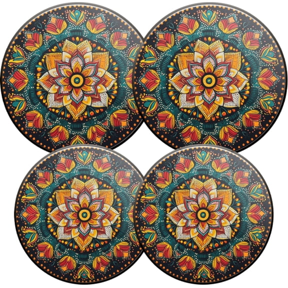 Electric Stove Burner Covers,4 Pcs Round Gas Burner Cover,8 and 10 Inch,circular pattern with intricate mandala