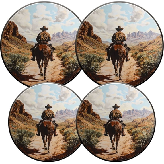 Electric Stove Burner Covers,4 Pcs Round Gas Burner Cover,8 and 10 Inch,cowboy riding horse