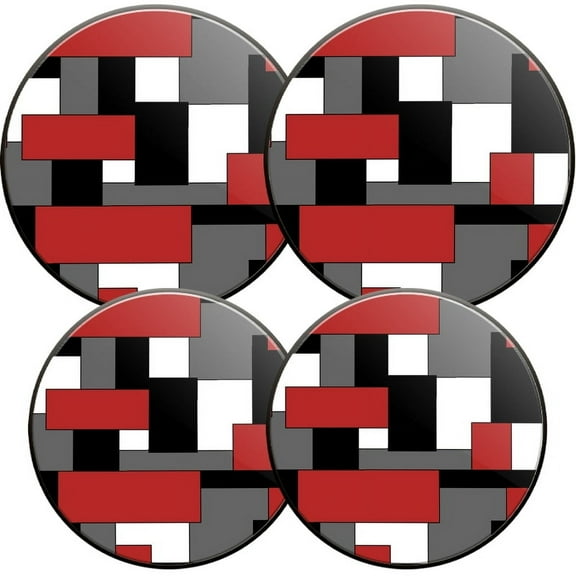 Electric Stove Burner Covers, Set of 4, Round Burner Cover,8 and 10 Inch,Red_And_Grey_Pattern_With_Squares