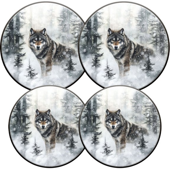 Electric Stove Burner Covers,4 Pcs Round Gas Burner Cover,8 and 10 Inch,wolf in the forest