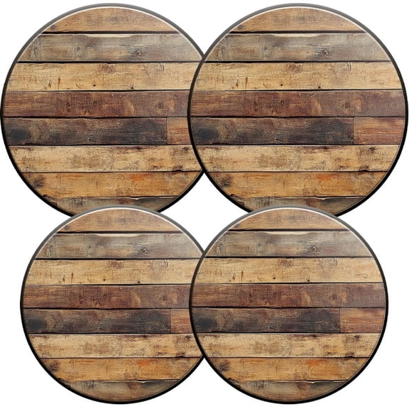 Electric Stove Burner Covers, Set of 4, Round Burner Cover,8 and 10 Inch,Arafed_Wood_Planks_With_A_Brown_Stain_Of_Paint