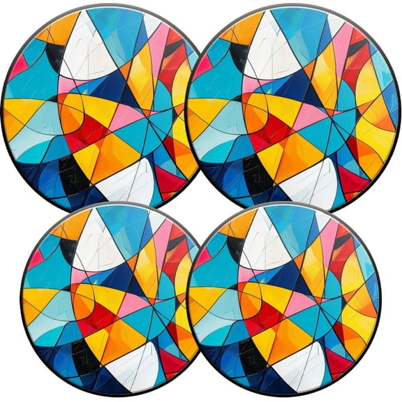 Electric Stove Burner Covers, Set of 4, Round Burner Cover,8 and 10 Inch,Colorful Geometric Shapes in Vibrant And Dynamic Composition
