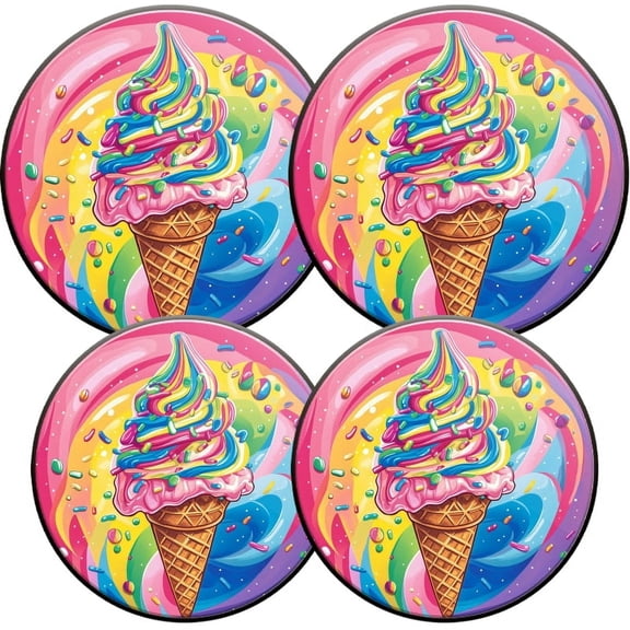 Electric Stove Burner Covers, Set of 4, Round Burner Cover,8 and 10 Inch,Colorful Ice Cream Cone