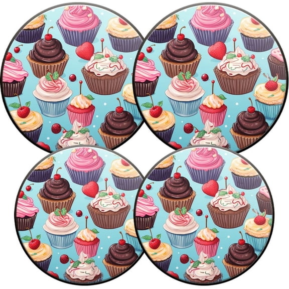 Electric Stove Burner Covers, Set of 4, Round Burner Cover,8 and 10 Inch,Cupcake Pattern