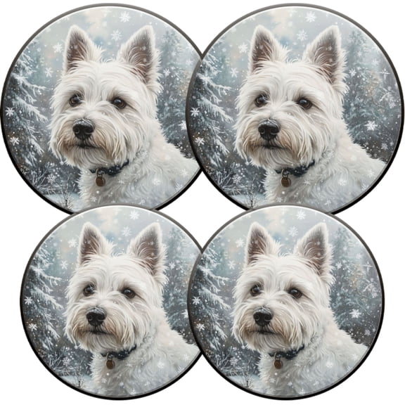 Electric Stove Burner Covers, Set of 4, Round Burner Cover,8 and 10 Inch,Detailed Portrait of Westie Dog in Winter