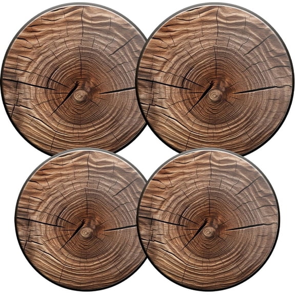 Electric Stove Burner Covers, Set of 4, Round Burner Cover,8 and 10 Inch,Detailed of The Cross-Section of Tree