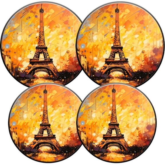 Electric Stove Burner Covers, Set of 4, Round Burner Cover,8 and 10 Inch,Eiffel Tower in The Style of Fauvist-Inspired Colors And Brushstrokes