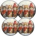 thumbnail image 1 of Electric Stove Burner Covers, Set of 4, Round Burner Cover,8 and 10 Inch,Group_Of_Cats_Wearing_Winter_Hats_And_Scarves, 1 of 4