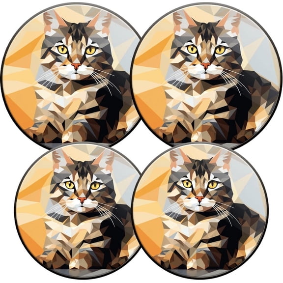 Electric Stove Burner Covers, Set of 4, Round Burner Cover,8 and 10 Inch,Illustration of An American Shorthair Cat
