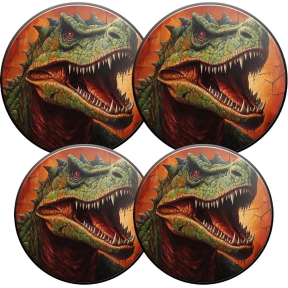 Electric Stove Burner Covers, Set of 4, Round Burner Cover,8 and 10 Inch,Oil Painting of Angry Dinosaur Breaking Through Wall