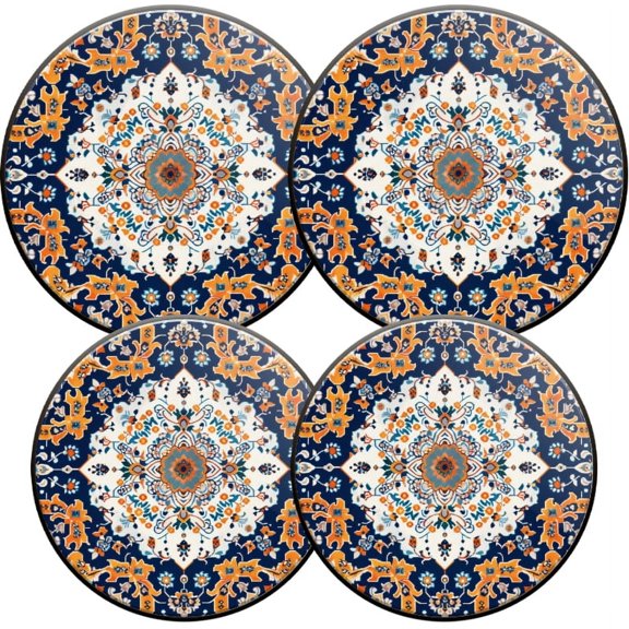 Electric Stove Burner Covers, Set of 4, Round Burner Cover,8 and 10 Inch,Pattern with Symmetrical Design in Blue