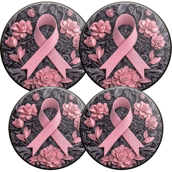 Electric Stove Burner Covers, Set of 4, Round Burner Cover,8 and 10 Inch,Pink Ribbon