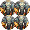 thumbnail image 1 of Electric Stove Burner Covers, Set of 4, Round Burner Cover,8 and 10 Inch,Stained_Glass-Style_With_Vibrant_Colors_Elephant_With_Large_Ears, 1 of 4