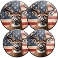 thumbnail image 1 of Electric Stove Burner Covers, Set of 4, Round Burner Cover,8 and 10 Inch,White-Tailed Deer in Front of American Flag Background, 1 of 4