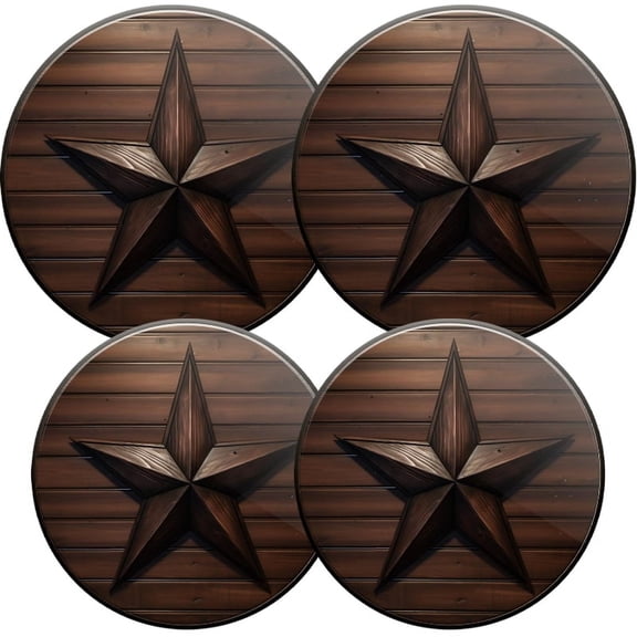 Electric Stove Burner Covers, Set of 4, Round Burner Cover,8 and 10 Inch,Wooden Star on Wooden Wall Background