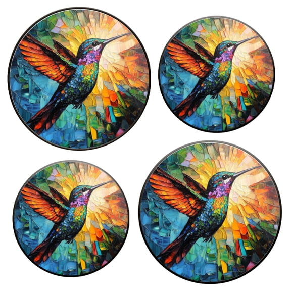 Electric Stove Burner Covers Set of 4 for Range Accessories, Vivid Avian Glass Art Gas Metal Cover for Expanding Counter Space Stovetop Decor