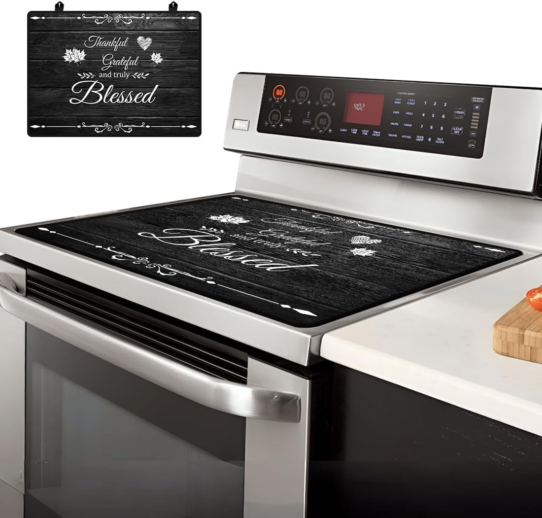 Electric Stove Cover 20.47x28.35" Stove Top Cover for Electric Stove Foldable Glass Cooktop Protector Non-Slip Top Protector Mat for Electric Stove (Grateful and Blessed)