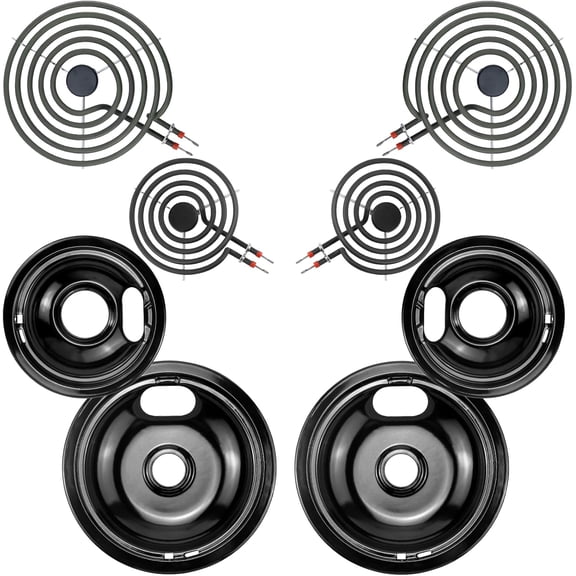 Electric Stove Drip Pans,Drip Pans for Electric Stove W10290353(6") W10290350(8") and Electric Stove Burner MP15YA(6") MP21YA(8") Compatible for Whirl-pool Ken-more May-tag Ama-na etc by