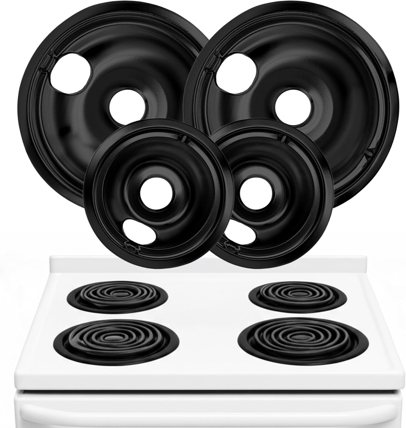 Electric Stove Drip Pans Set of 4 (2 x 6-Inch & 2 x 8-Inch) Replacement Stove Drip Pans for Electric Stove for GE & Hotpoint Ranges - Compatible with WB31M20 & WB31M19 Stove Burner Drip Pan