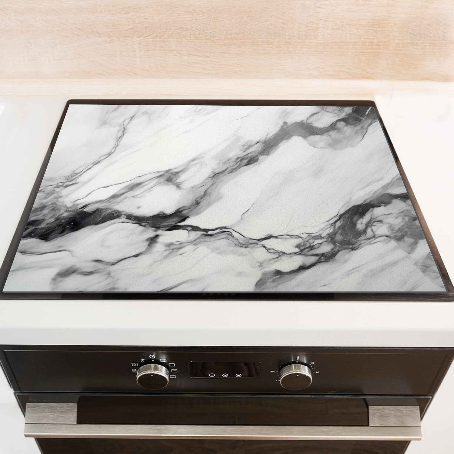Electric Stove Top Cover, Abstract white and Black Marble Print Kitchen Cooktop Induction Protector, Square Foldable Stove Cover Mat for Kitchen RV (28×20 Inch)