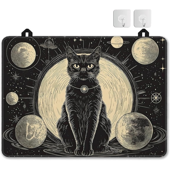 Electric Stove Top Cover,Black Cat Stove Cover for Glass Top Electric Stove,Astrology Heat Resistant Flat Top Stove Mat Countertop Protector, 28 x 20 Inch