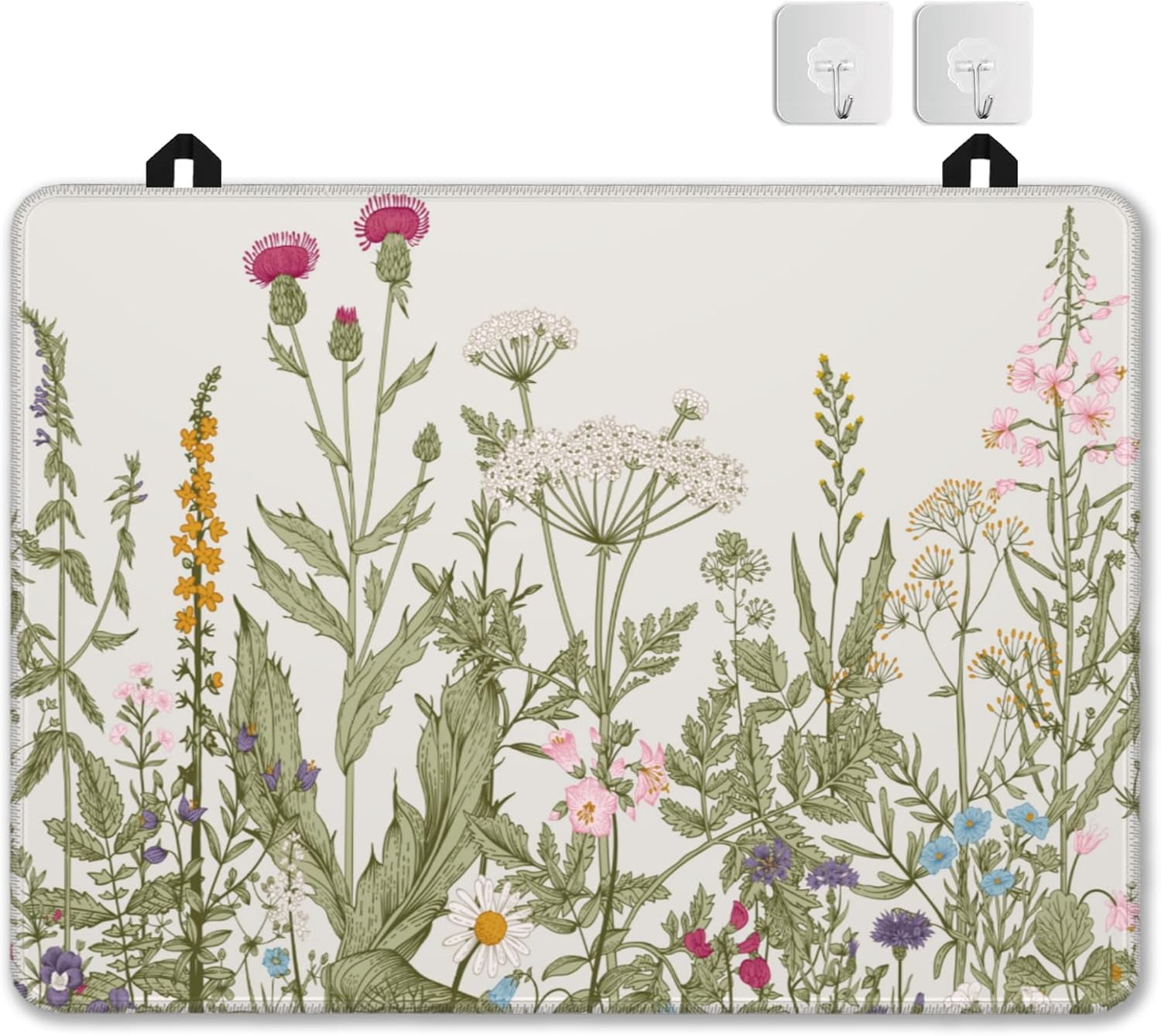 Electric Stove Top Cover Protector \u2013Christmas Kitchen Decor Herbs and Wilds Flowers Glass Flat Top Stove Mat Oven Induction Cooktop Mat for Ceramic Countertop Mats Heat-Resistant Dish Drying Mat