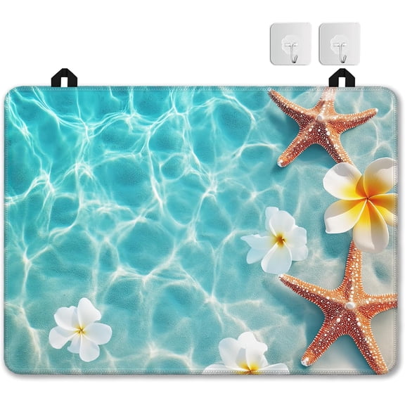 Electric Stove Top Cover,Sea Starfish Stove Cover for Glass Top Electric Stove,Summer Flower Heat Resistant Flat Top Stove Mat Countertop Protector, 28 x 20 Inch