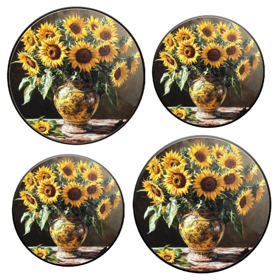 Electric Stove Top Covers Set of 4 for Range Accessories, Beautifully Decorated Vase Full Of Sunflowers Gas Stove Top Covers for Expanding Counter Space Stovetop Decor